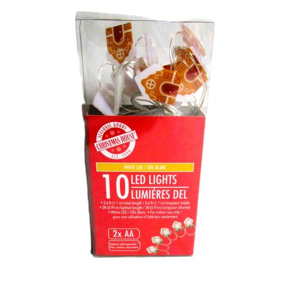 Christmas House LED String Lights Gingerbread House 10 Count 3 Ft DIY Crafts - Picture 2 of 3